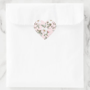 Adesivo Coração Lindas Flores Rosa Bege Branco Casamento