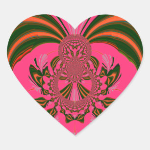 Adesivo Coração Lindo Africano Quente Rosa Vermelho Dourado Verde