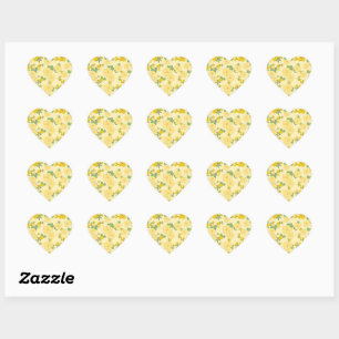 Adesivo Coração Lindo padrão floral amarelo pastel