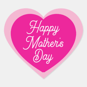 Adesivo Coração Lindo Rosa Quente Feliz Dia das Mães