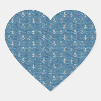 Adesivo Coração Linen Anchors em Azul