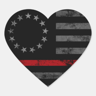Adesivo Coração Linha Vermelha Bandeira Americana Vintage de Prime