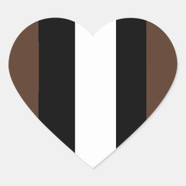 Adesivo Coração Listras castanhas, pretas e brancas