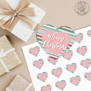 Adesivo Coração Listras de Natal Feliz