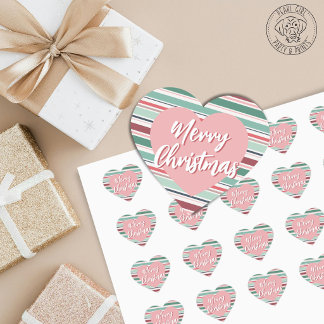Adesivo Coração Listras de Natal Feliz