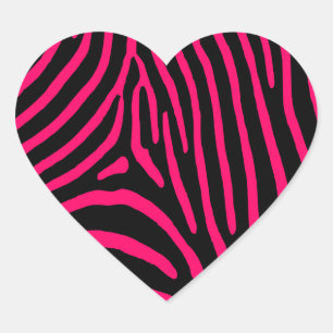 Adesivo Coração Listras de Zebra Rosa Quente