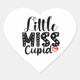 Adesivo Coração Little Miss Cupid Valentine – Cute Love Typography