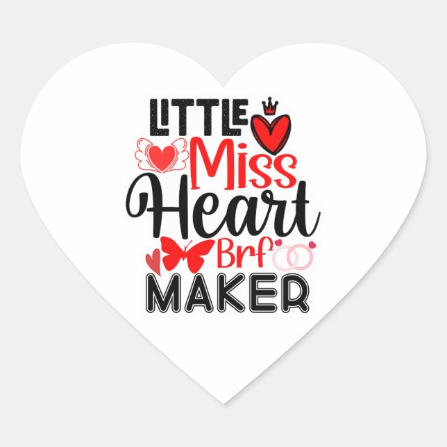 Adesivo Coração Little Miss Heart Breaker Valentine – Cute Love  (Frente)