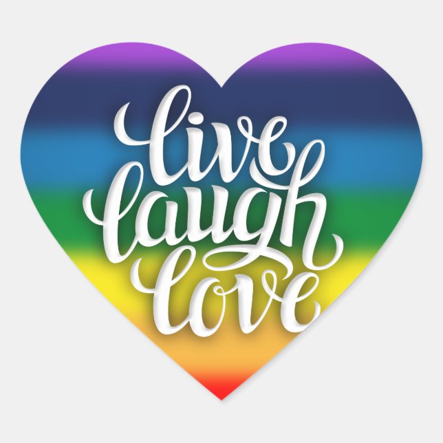 Adesivo Coração Live Laugh Love Rainbow Sticker (Frente)