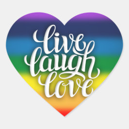 Adesivo Coração Live Laugh Love Rainbow Sticker