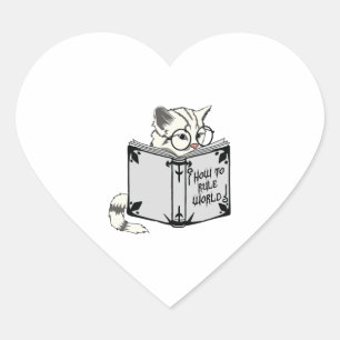Adesivo Coração Livro de Leitura de Cat