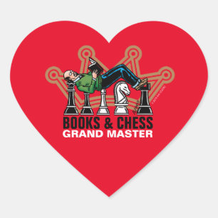Adesivo Coração Livros e Xadrez - Grande Mestre