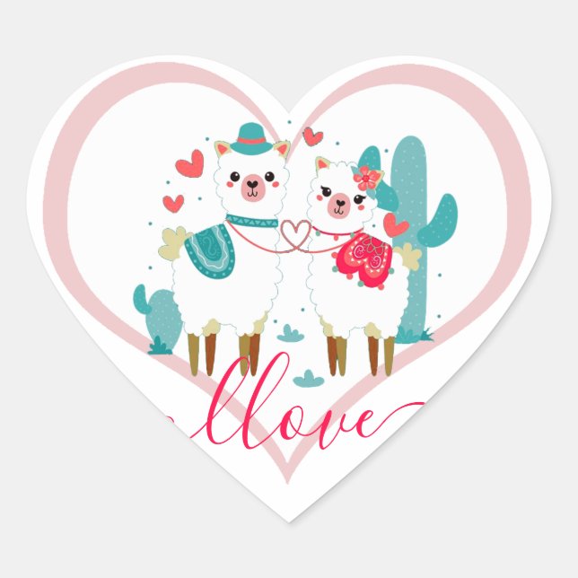 Adesivo Coração Llama em Amor  (Frente)