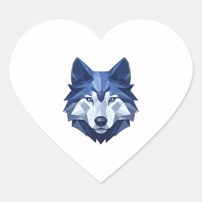 Adesivo Coração Lobo Azul - Cão 4 (Frente)