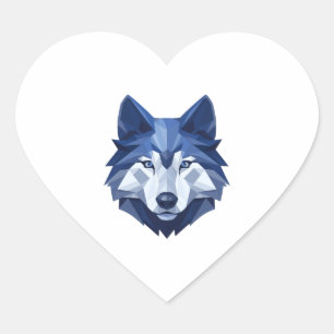 Adesivo Coração Lobo Azul - Cão 4