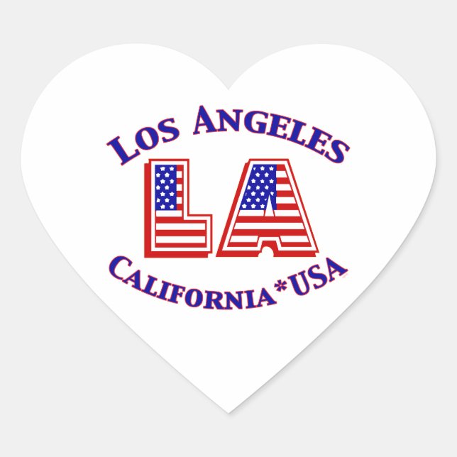 Adesivo Coração Logo Patriótico do Los Angeles USA Hearker Sticker (Frente)