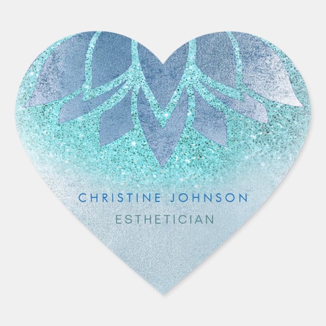 Adesivo Coração logotipo azul lotus (Frente)