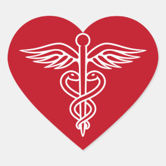 Adesivo Coração Logotipo branco do caduceus na vinheta de enfermei