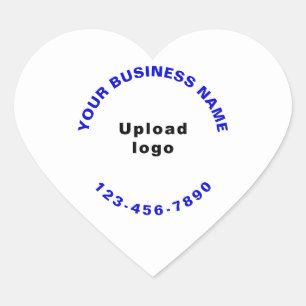 Adesivo Coração Logotipo e nome comercial azul e número de telefon