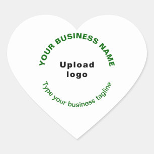 Adesivo Coração Logotipo e nome comercial verde e Tagline on