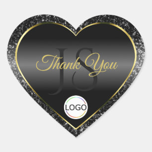 Adesivo Coração Logotipo Ouro Preto Inicial Letras Brilhantes Boni