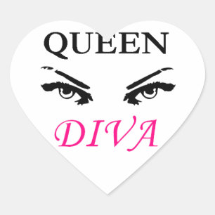 Adesivo Coração Logotipo preto & cor-de-rosa da diva da rainha com