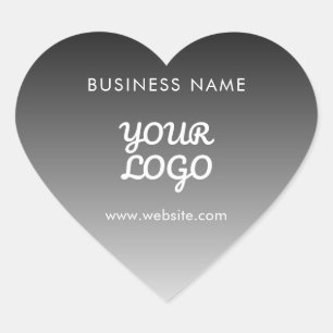 Adesivo Coração Logotipo & Texto Promocional Moderno   Cor Editáve