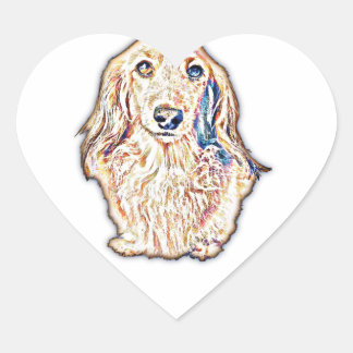 Adesivo Coração Long Hair Dachshund Gifts Cute Doxie Wiener Dog Lo