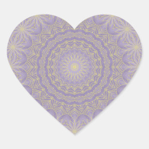 Adesivo Coração Lotus Mandala em Lilac e Dourado