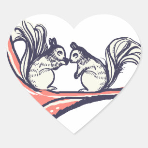 Adesivo Coração Loucos Sobre Seu Casamento De Esquilos