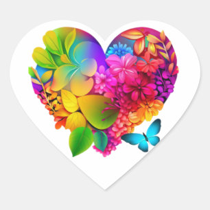 Adesivo Coração Love Heart Floral Design