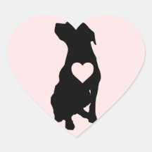 Love Pitbulls Pink Heart Stickers