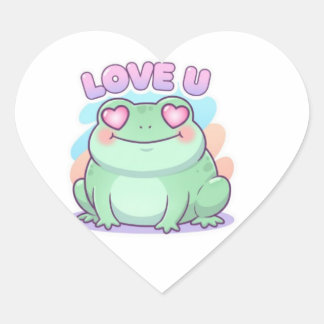 Adesivo Coração Love U Frog Sticker Cute Heart Eyes Frog Romantic 
