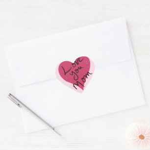 Adesivo Coração Love You Mom Ever Pink Black Typography