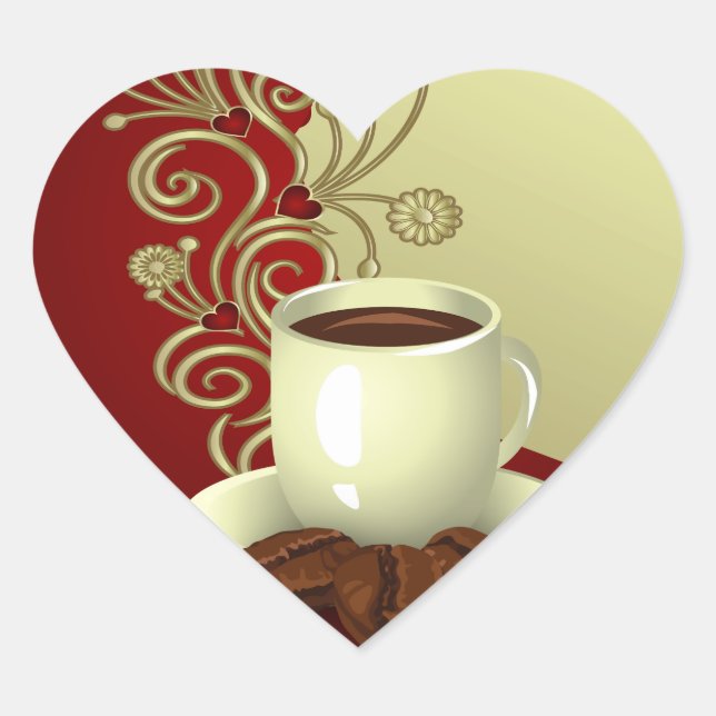 Adesivo Coração Lover de Café Moderno (Frente)