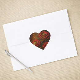 Adesivo Coração Luxury Steampunk Roses Romantic Gold Gears