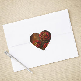 Adesivo Coração Luxury Steampunk Roses Romantic Gold Gears