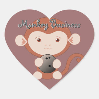 Adesivo Coração Macaco com Bola de boliche