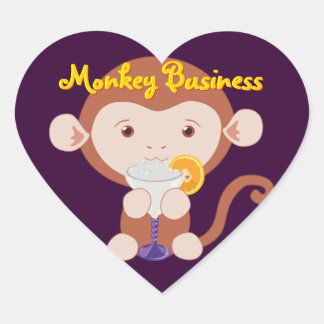 Adesivo Coração Macaco com Margarita Heart Stickers
