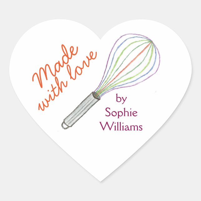 Adesivo Coração Made With Love baking stickers baking label (Frente)