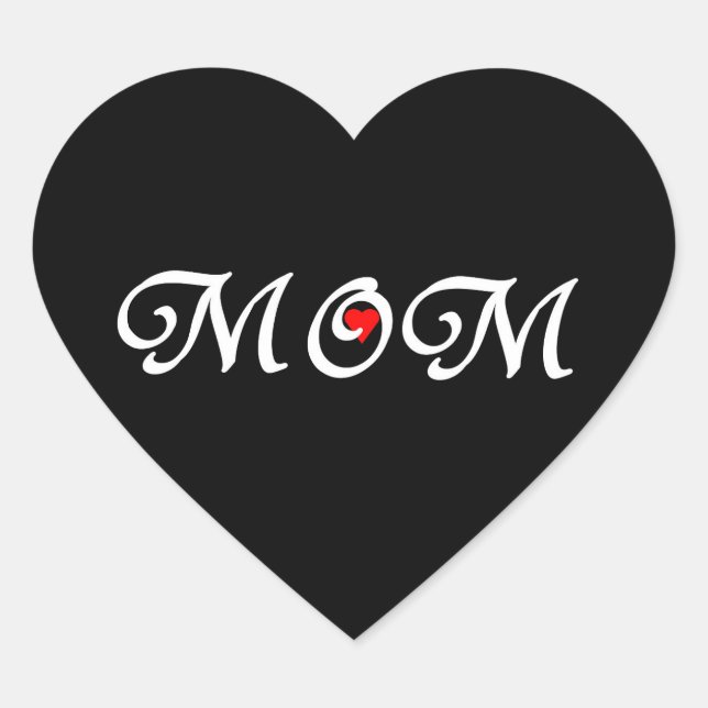 Adesivo Coração Mãe com coração vermelho (Frente)