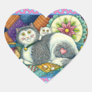 ADESIVO CORAÇÃO MÃE GATO E COZINHO, TRABALHOS DE PATCHWORK, PINCUS