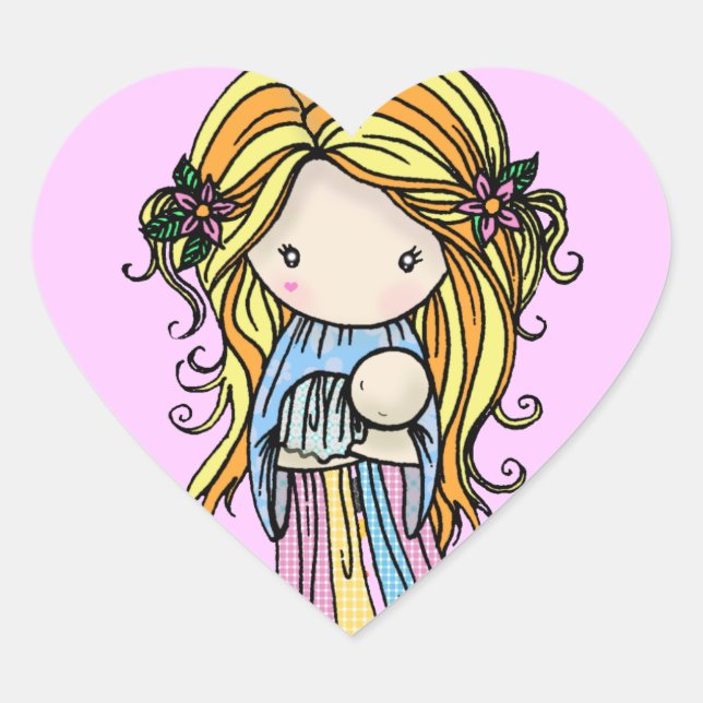 Adesivo Coração Mãe Nova e Bebês (Frente)