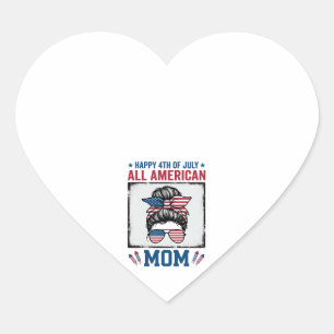 Adesivo Coração Mãe totalmente americana, design de camiseta vinta