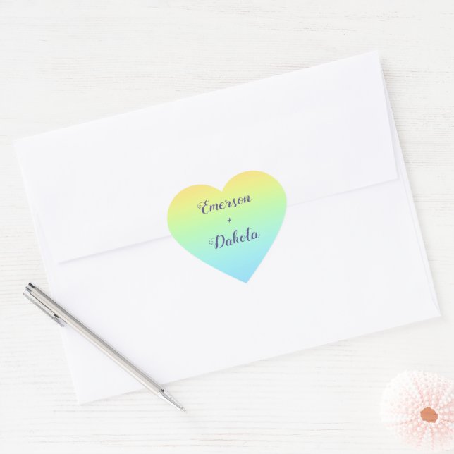 Adesivo Coração Magnificent Pastel Rainbow Wedding (Envelope)