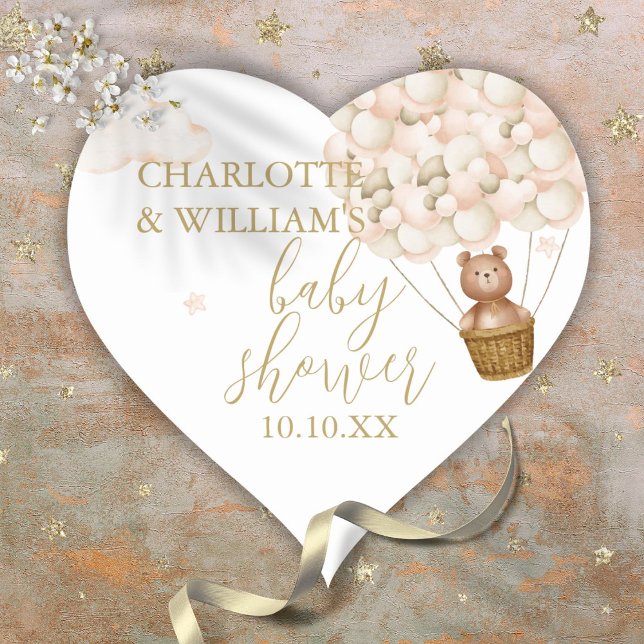 Adesivo Coração Mal podemos esperar Teddy Bear Baby Shower Coração (We Can Bearly Wait Teddy Bear Baby Shower Heart St Heart Sticker)