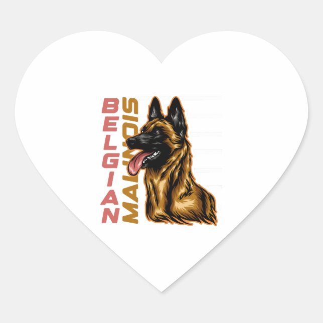 Adesivo Coração Malinois belgas (Frente)