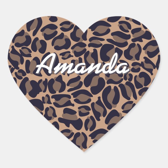 Adesivo Coração Manchas-Leopardo-Leopardo Personalizadas Safari (Frente)