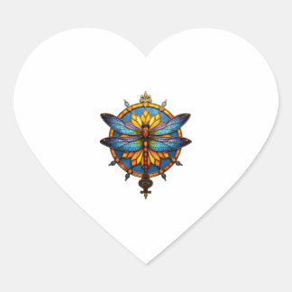 Adesivo Coração Mandala Dragonfly Luminous Sacred Geometry Spiritu