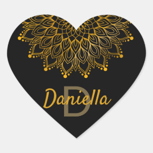 Adesivo Coração Mandala personalizada monograma inicial floral dou